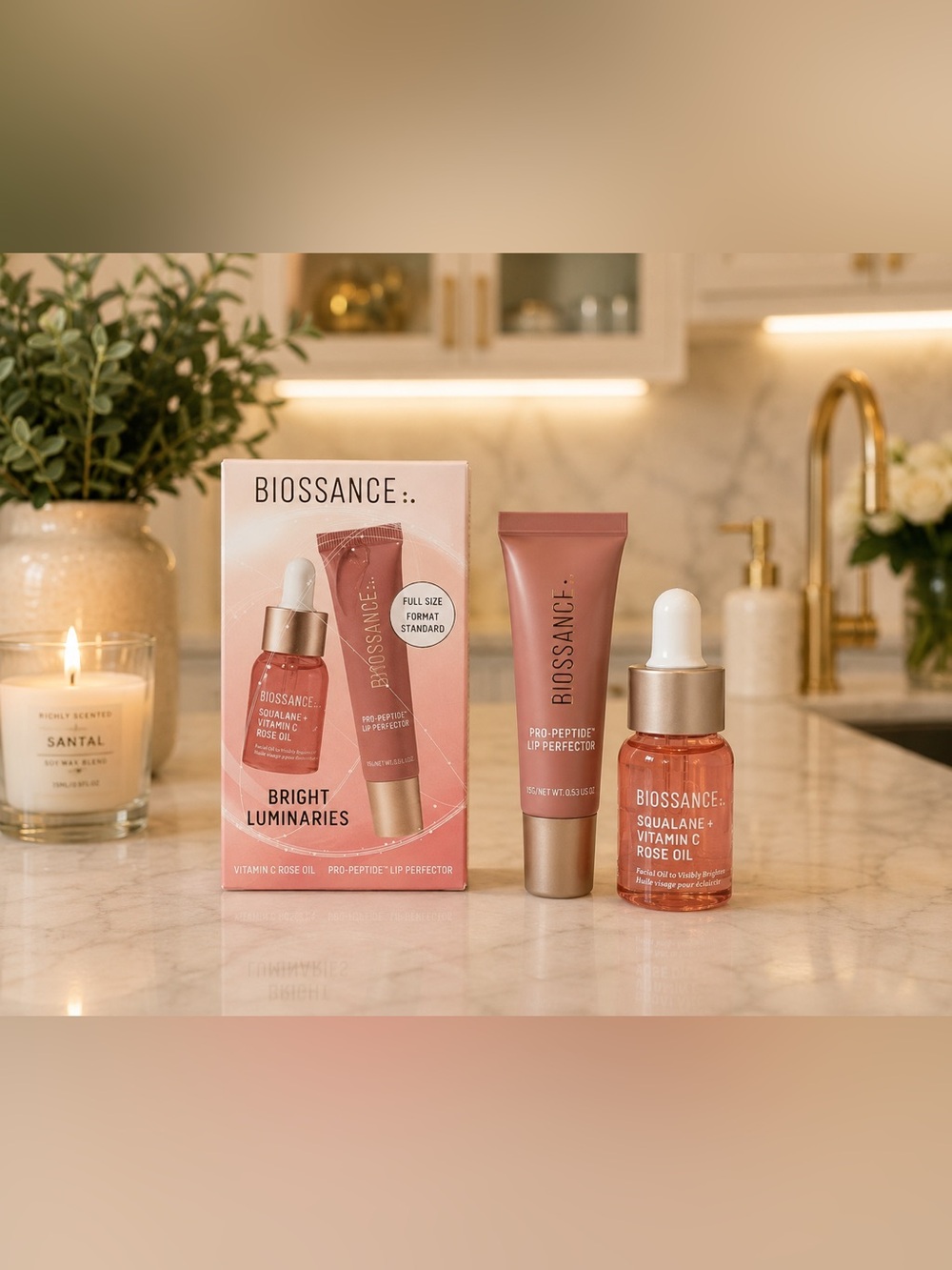 🎀 Biossance Bright Luminaries Gift Set ✨ Squalane + Vitamin C Rose Oil Lippy 🎀